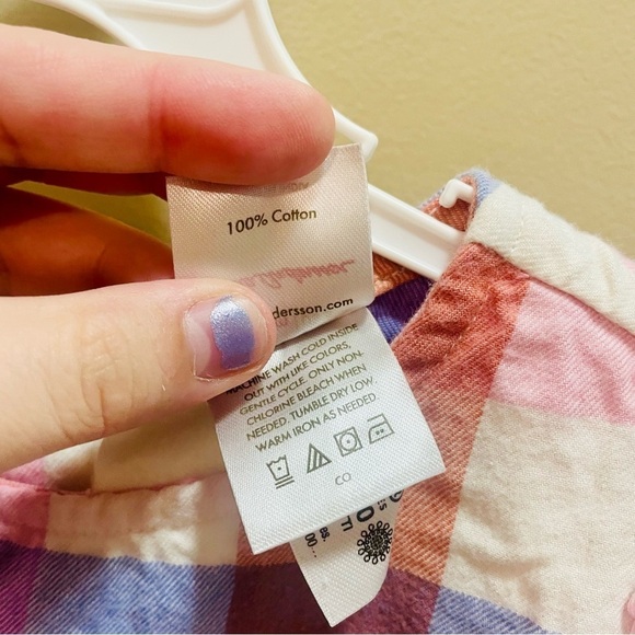 Hanna Andersson Orange and Purple Check Flannel Dress Size 5 - Picture 6 of 7